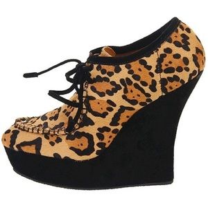 L.A.M.B Nate ii leopard print calf hair wedge